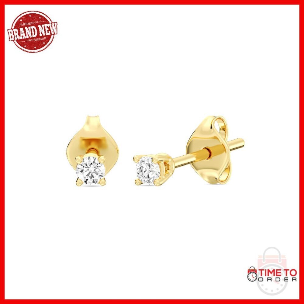 Lab-Grown Diamond Stud Earrings Sterling Silver Gold Plated Hypoallergenic